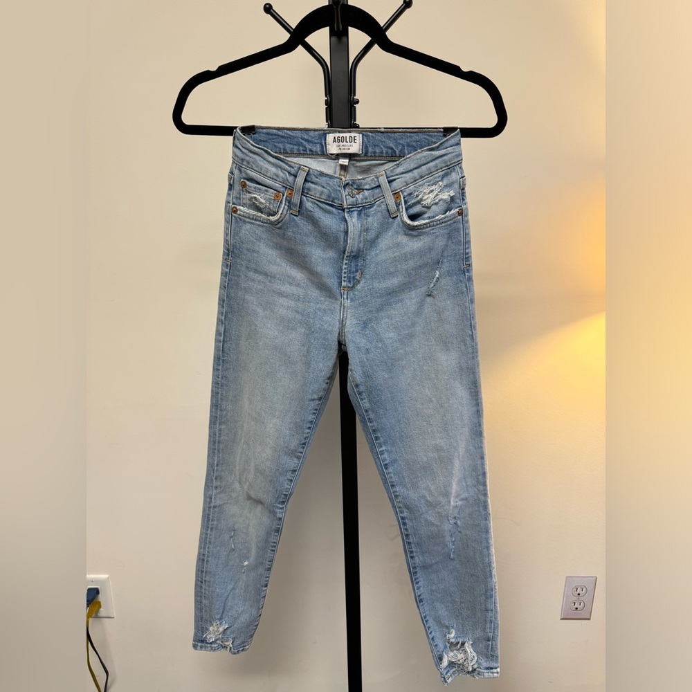 Agolde, Skinny Light-Wash Ripped Jeans